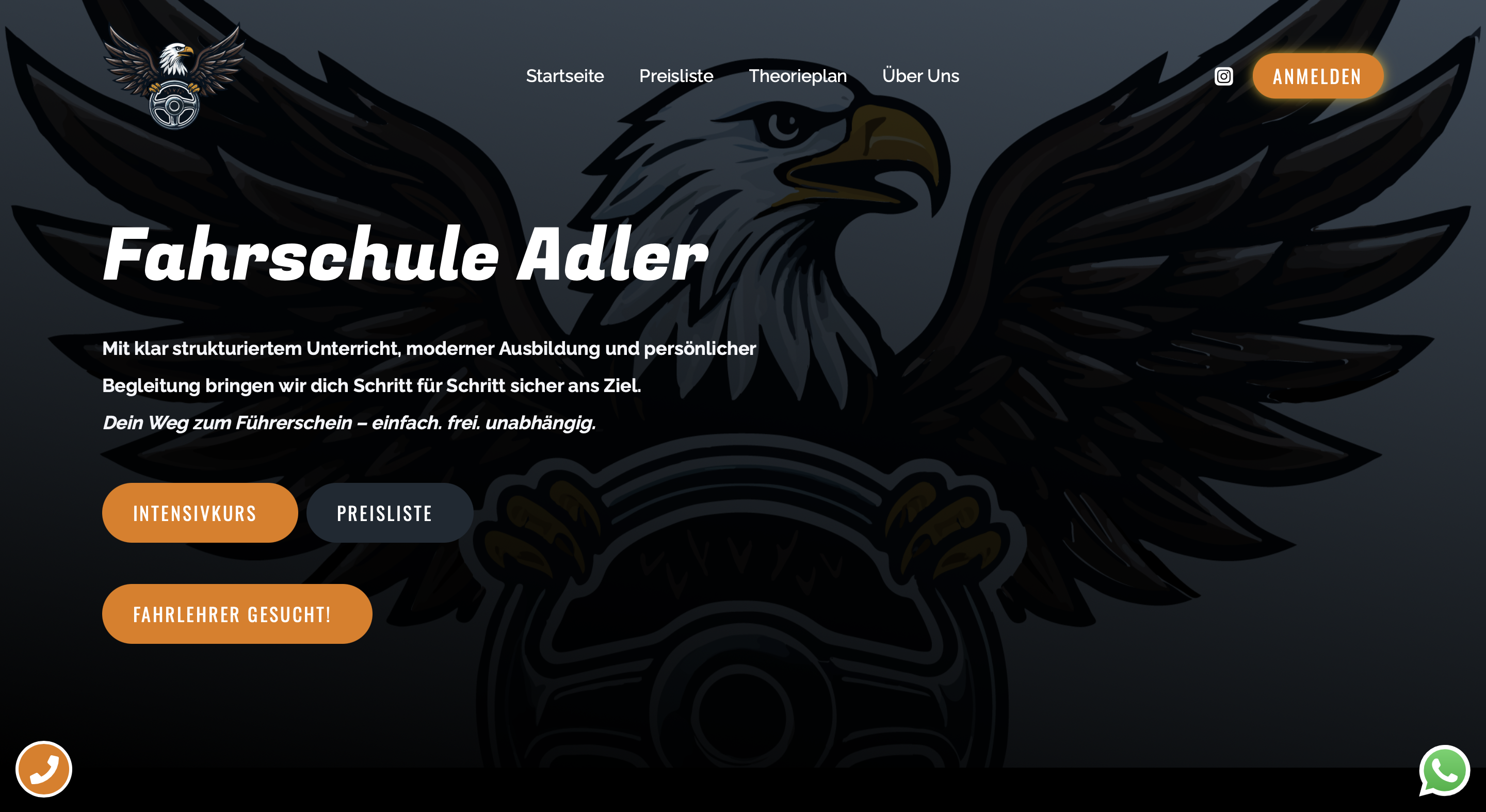 Vorschau der Webseite – Projekt Fahrschule Adler